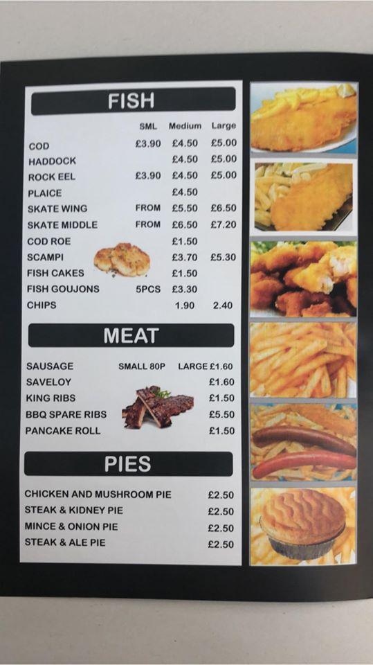 Menu at Jackos fast food, Rochford