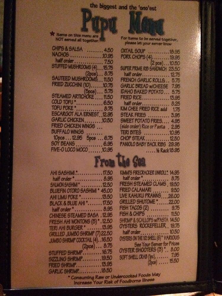 Menu at Chart House Waikiki steakhouse, Honolulu