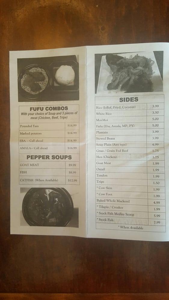 Menu at The Cooking Pot restaurant, Charlotte