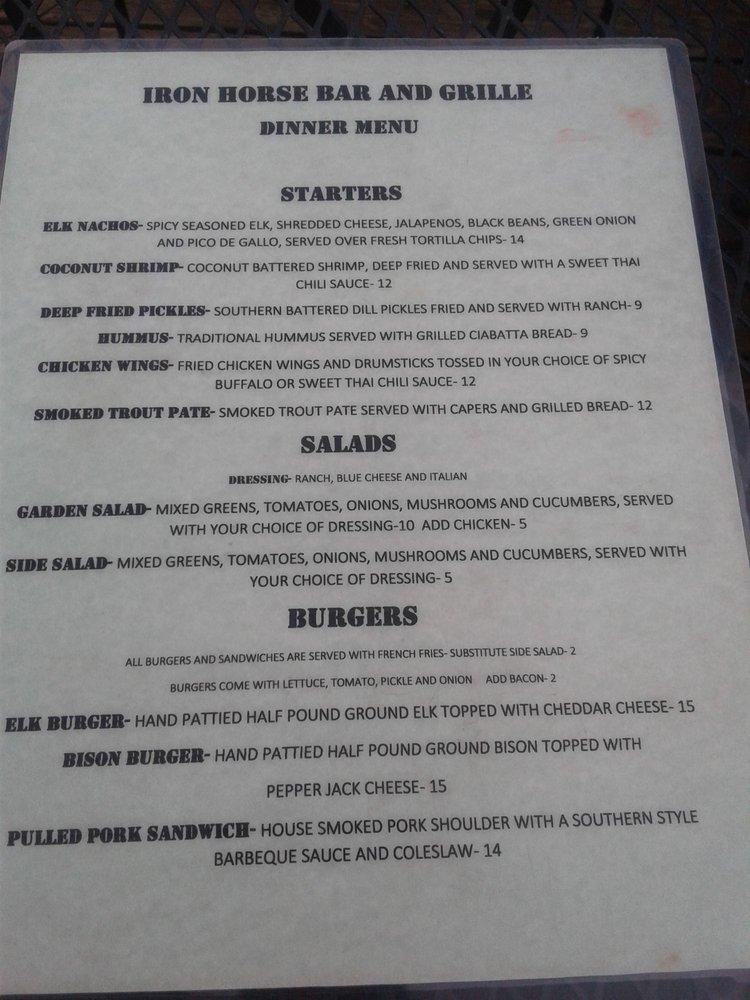 Menu at Iron Horse Bar and Grill, Gardiner