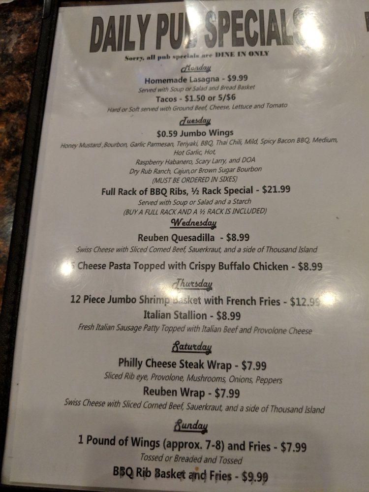 Menu at Joe's “K” Ranch pub & bar, Cudahy