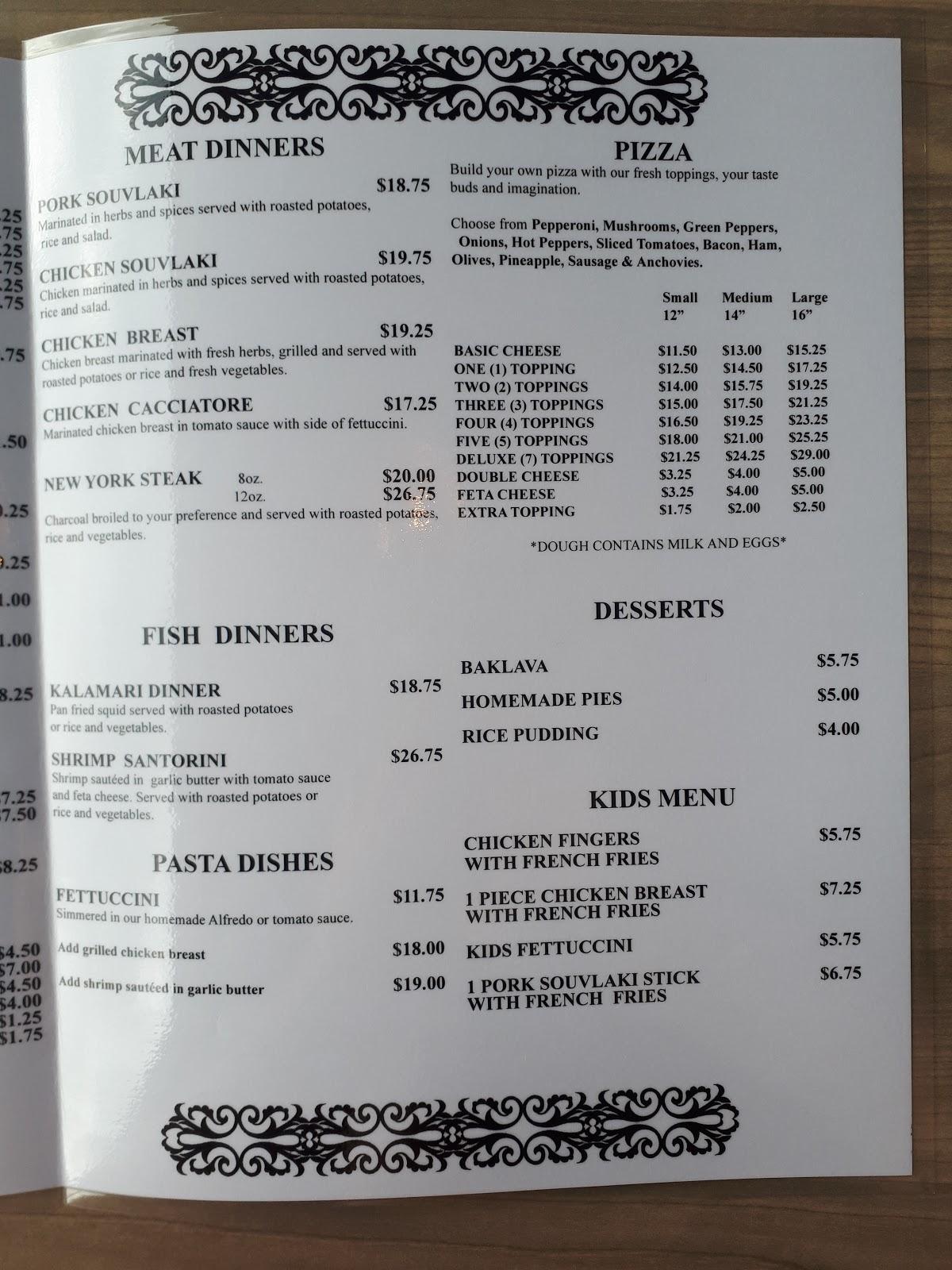 Menu at Lakefield Restaurant, Lakefield