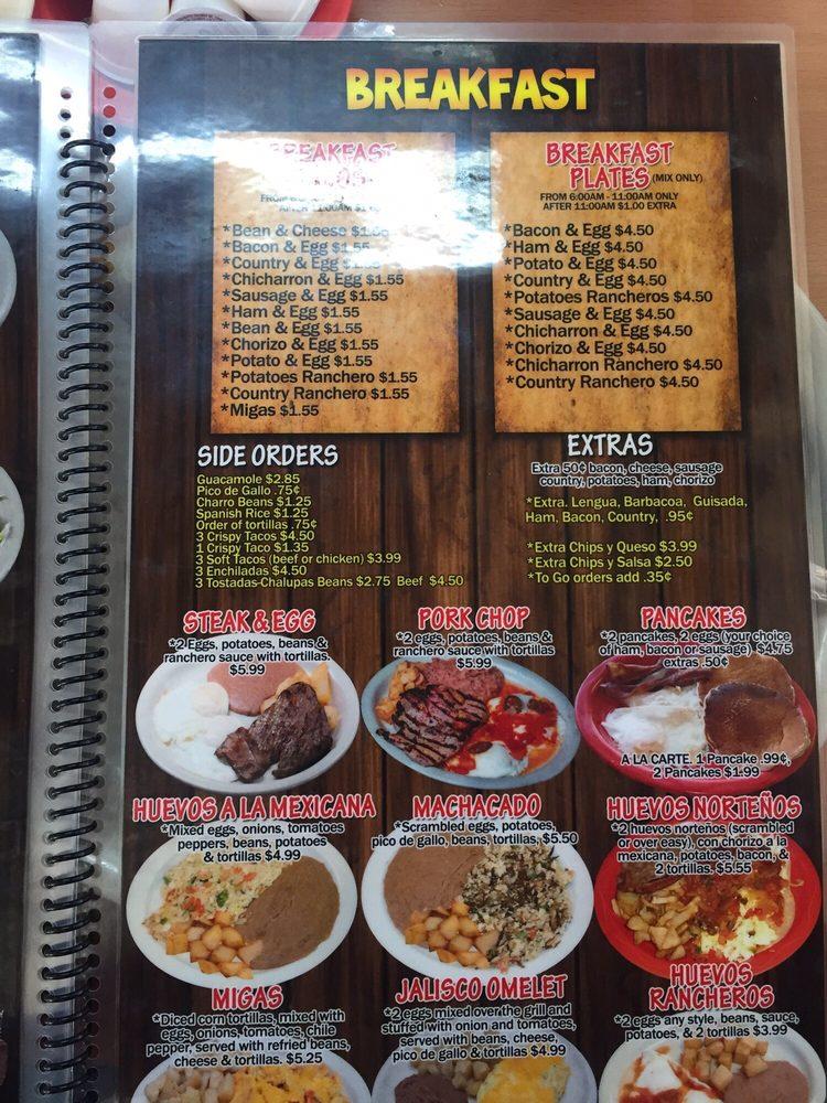 Menu at Mi Guadalajara Mexican Restaurant, San Antonio, Culebra Rd