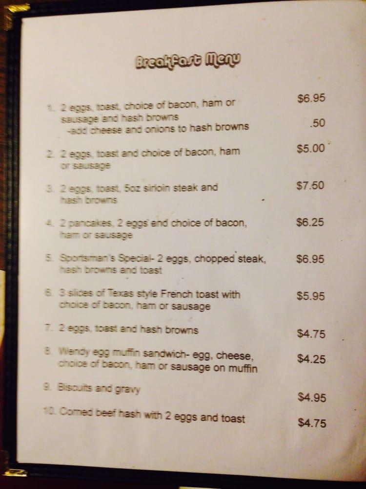 Menu at Wendy's Place restaurant, Minong