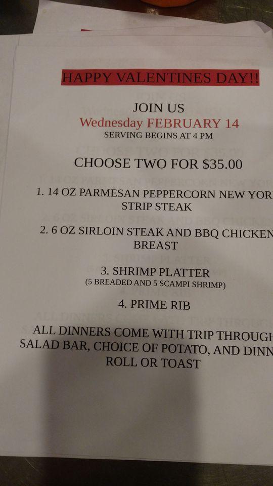 Menu at Prairie Inn restaurant, Carrington, 312 Hwy 281 NE