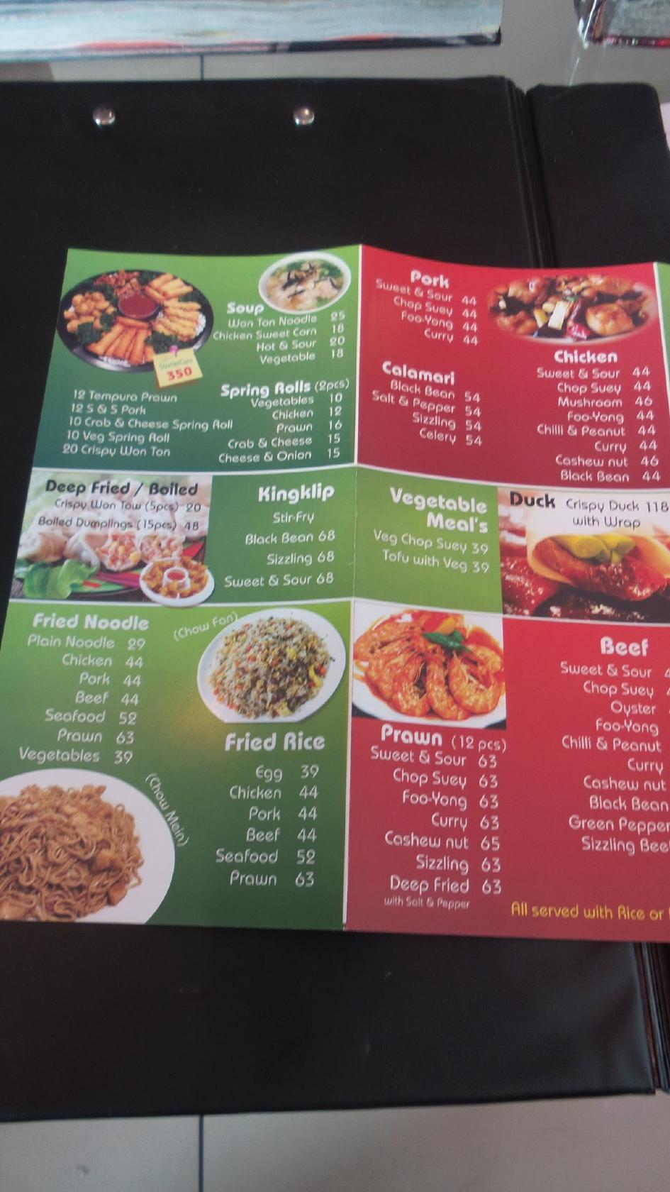 Menu at Soneike Sushi & Chinese Restaurant, Cape Town