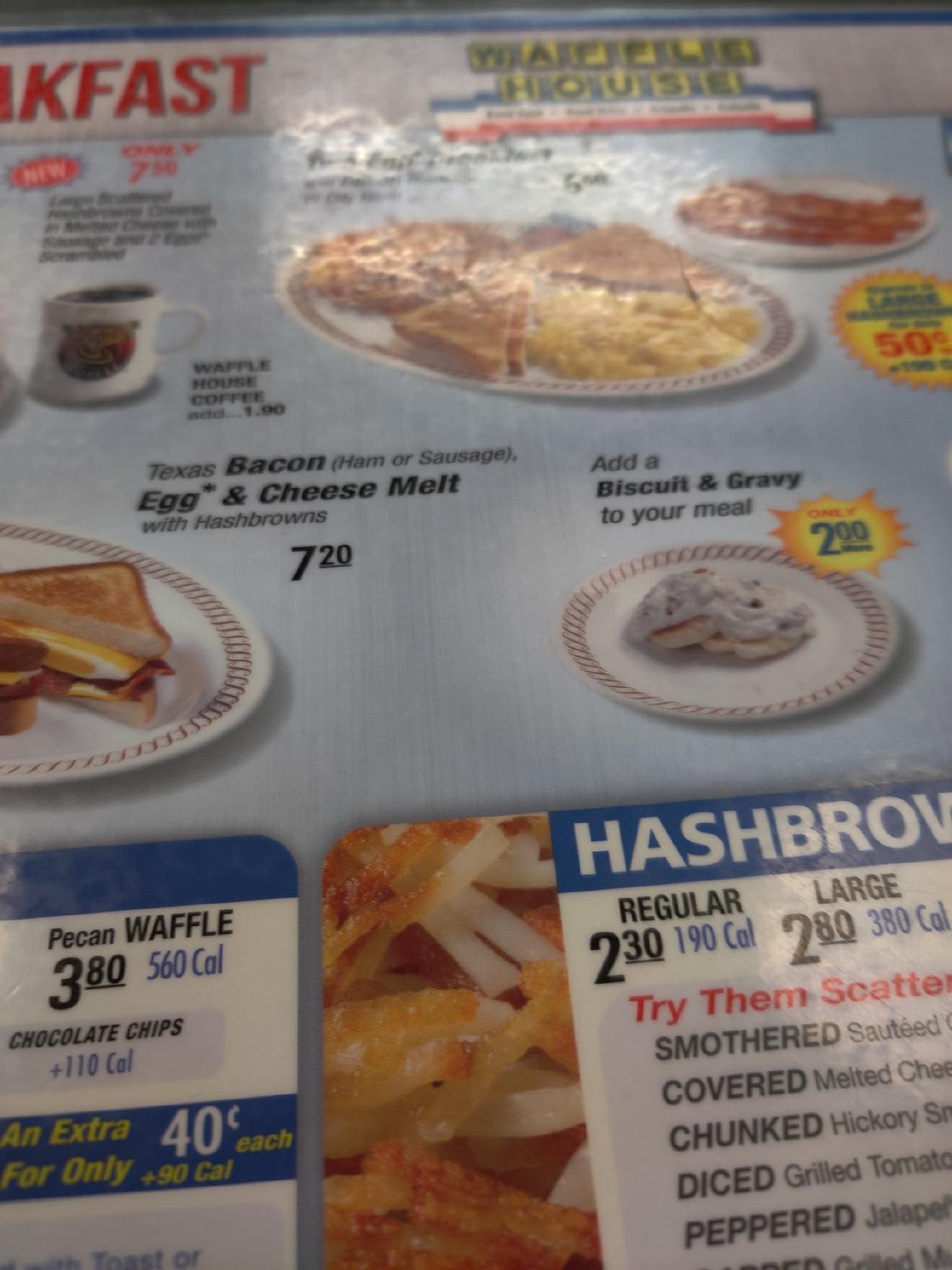 Menu at Waffle House restaurant, Sandy Springs, 8604 Roswell Rd
