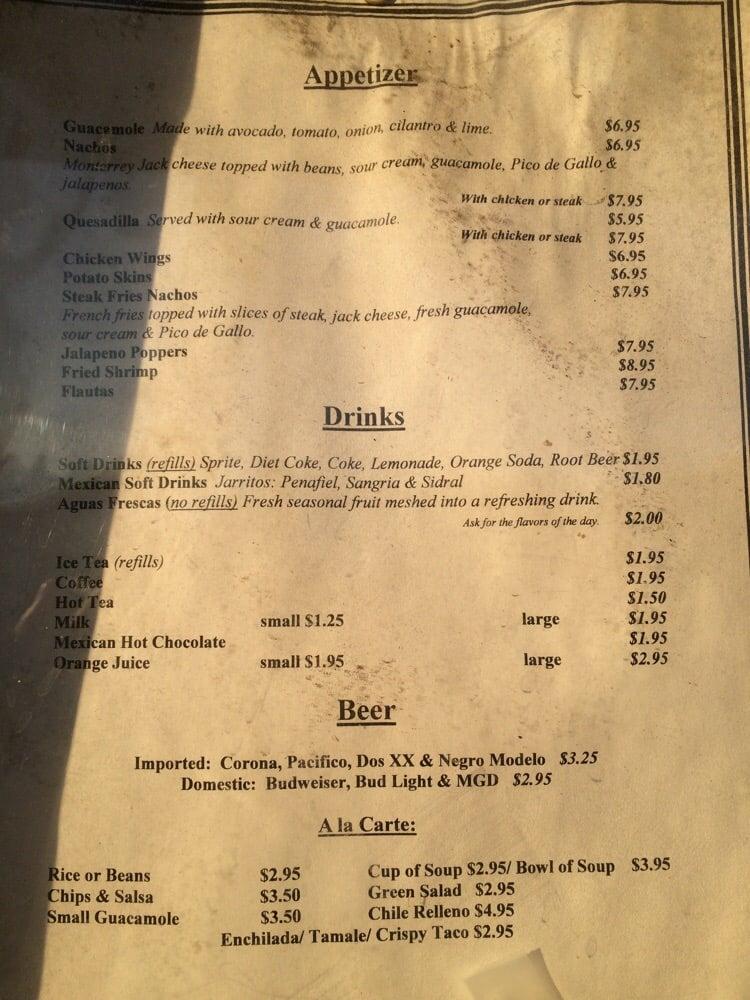 Menu at Tortilla Flats restaurant, Rio Vista