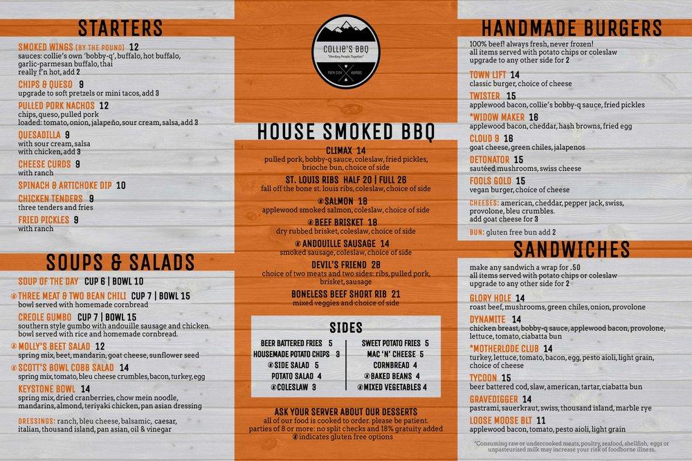 Menu at Collie's Sports Bar & Grill, Park City