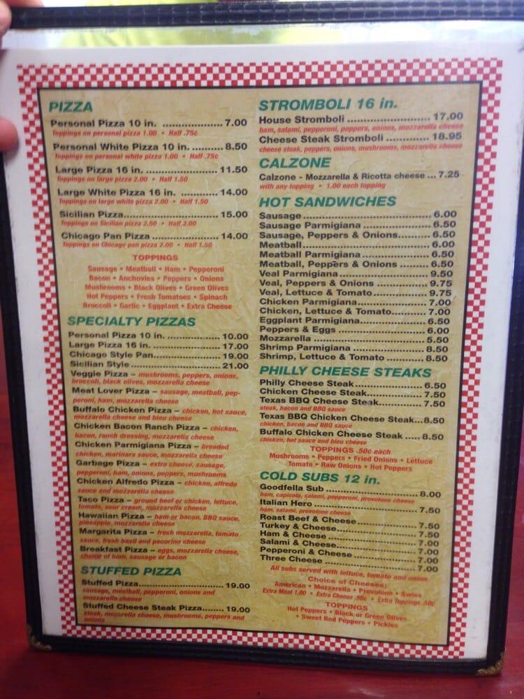 Menu at Vincents Pizza pizzeria, Towanda