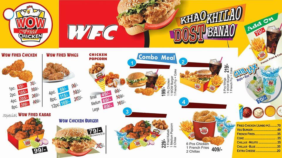 Menu at WFCWow Fried Chicken, Kolkata, H9WC+PCX