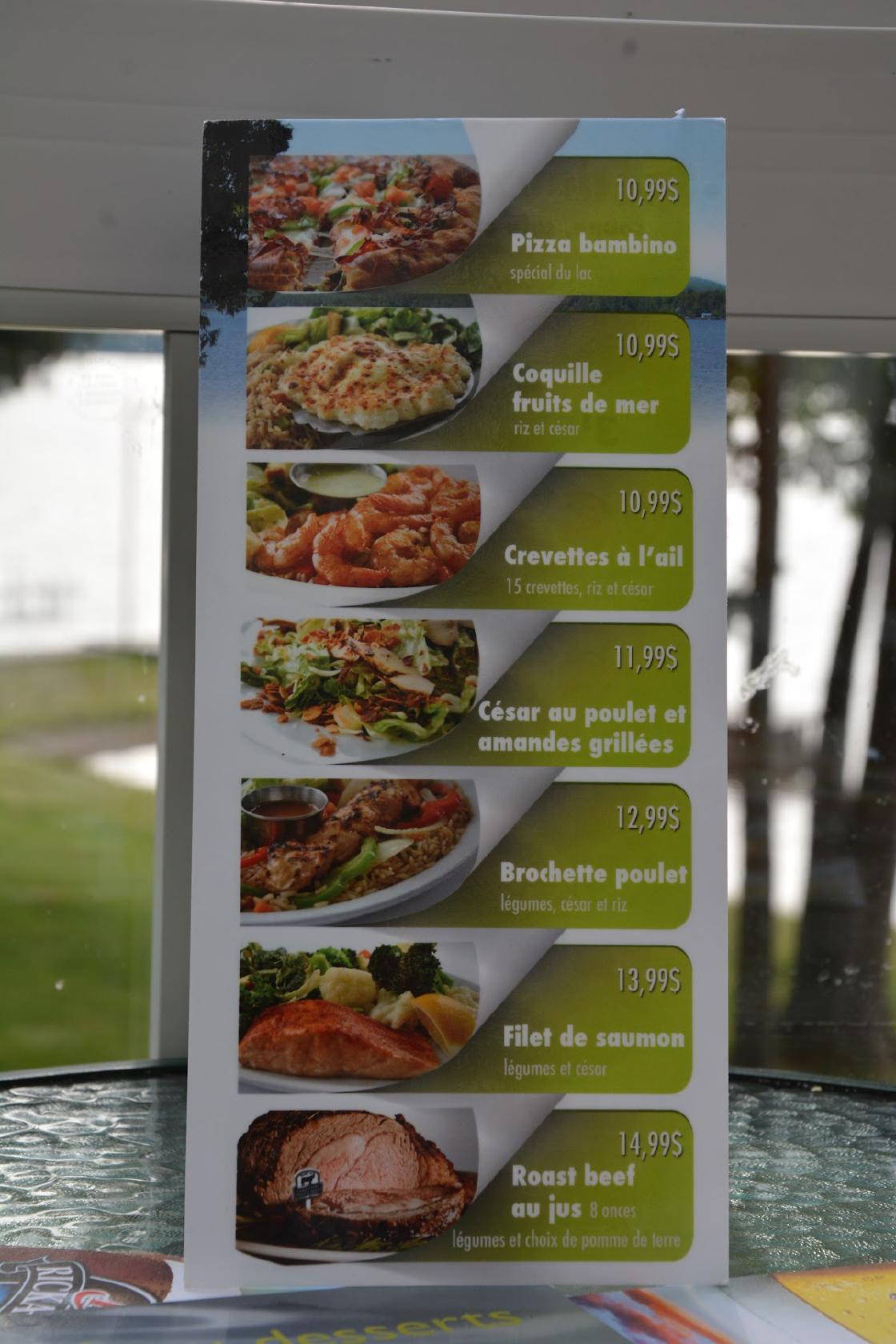 Menu au Brasserie Lac Brompton restaurant, SaintDenisdeBrompton