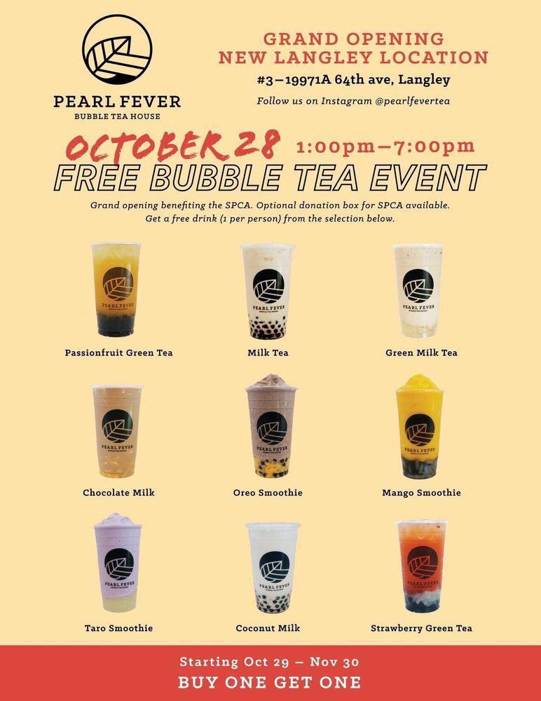 Menu at Pearl Fever Tea House pub & bar, Langley Township