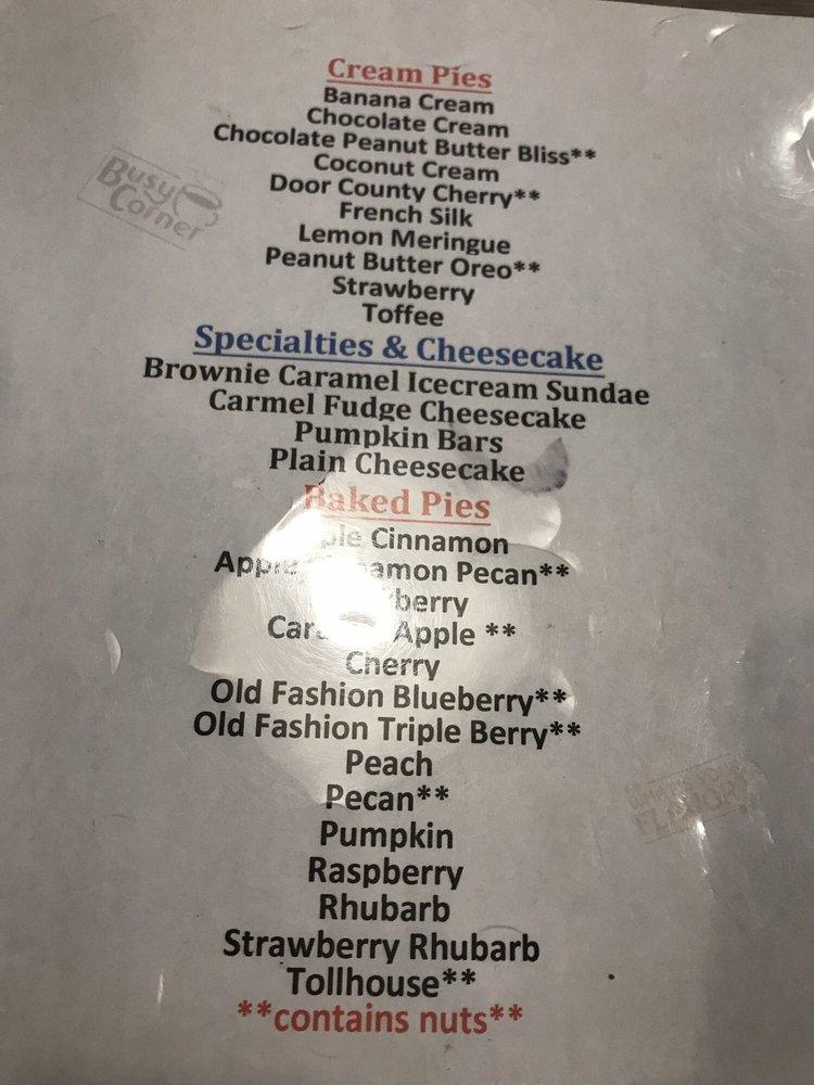 Menu at Busy Corner restaurant, Goodfield