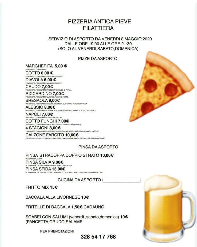 Menu at Pizzeria Locanda Antica Pieve, Filattiera