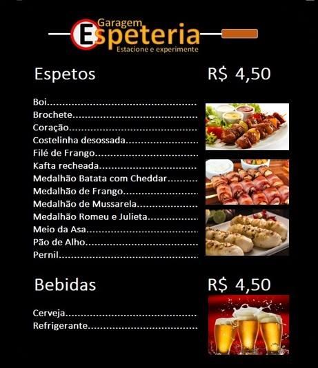 Menu At Garagem Espeteria Pub Bar Betim