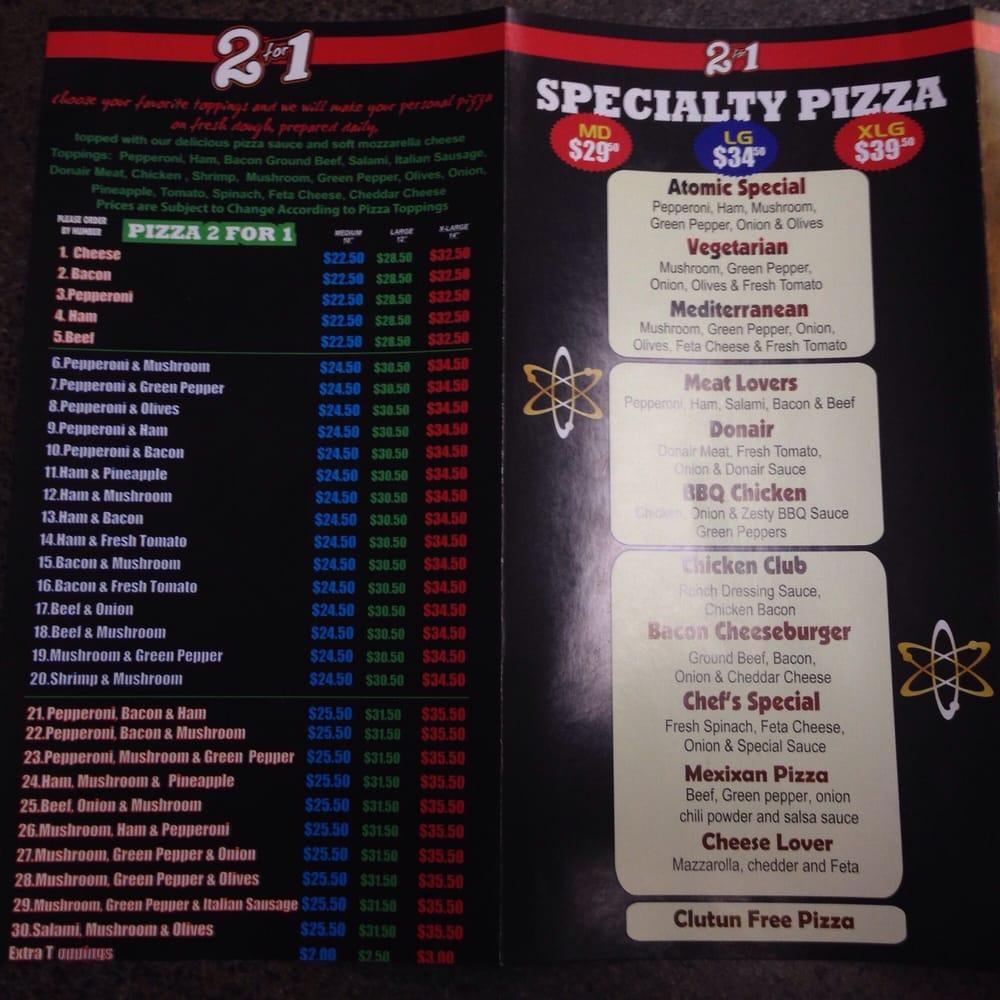 Menu at Atomic Pizza & Donair pizzeria, Stony Plain