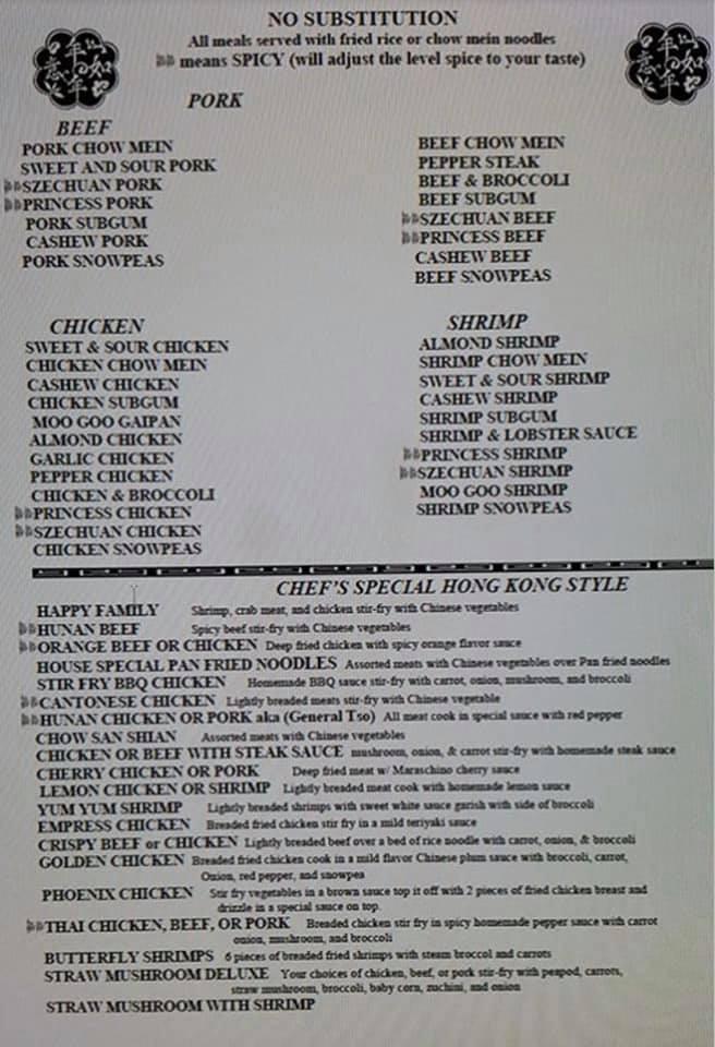 Menu at China Town Express restaurant, Van Wert