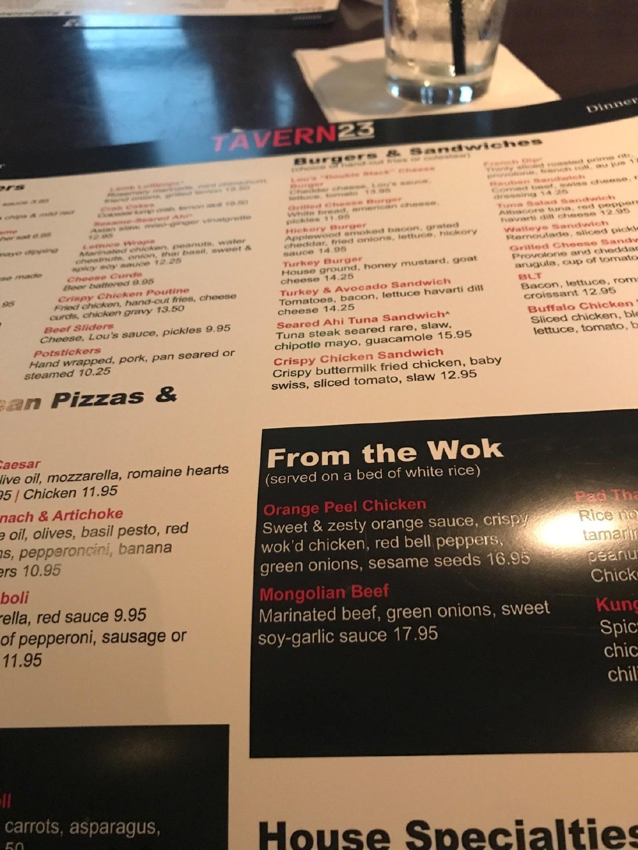 Menu at Tavern 23 pub & bar, Edina