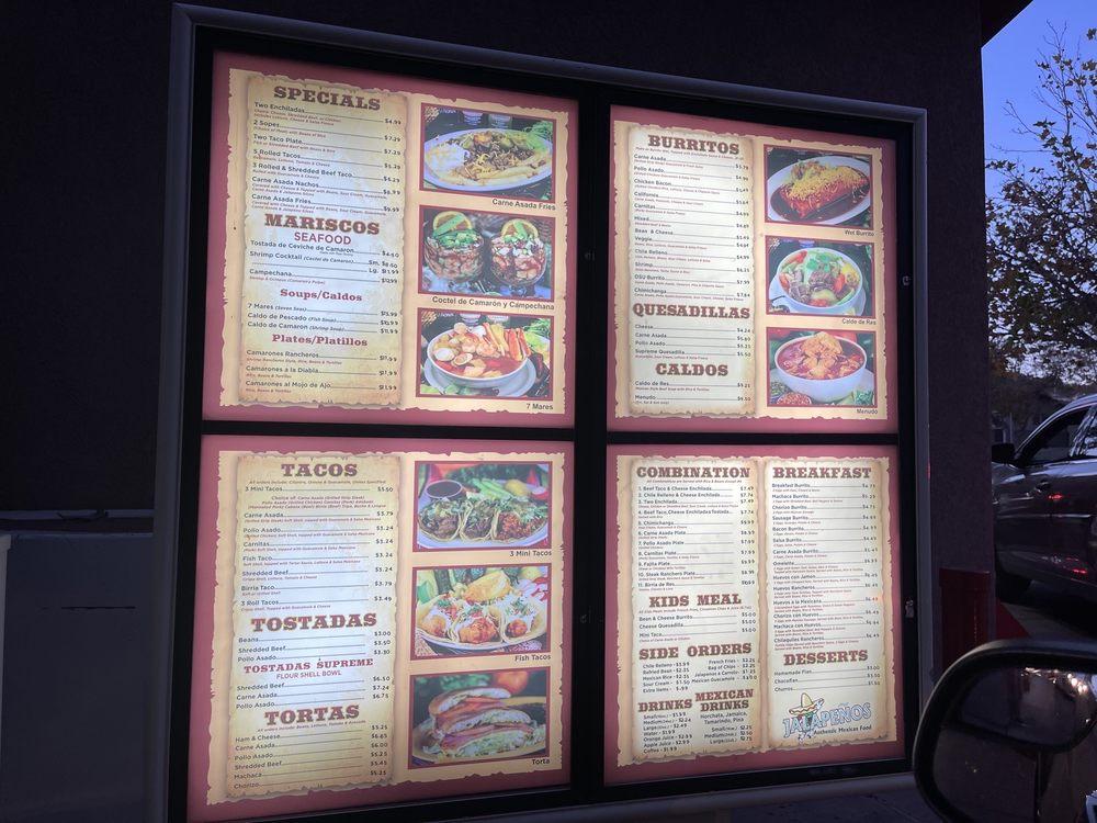 Menu at Jalapeños Authentic Mexican Food restaurant, St.