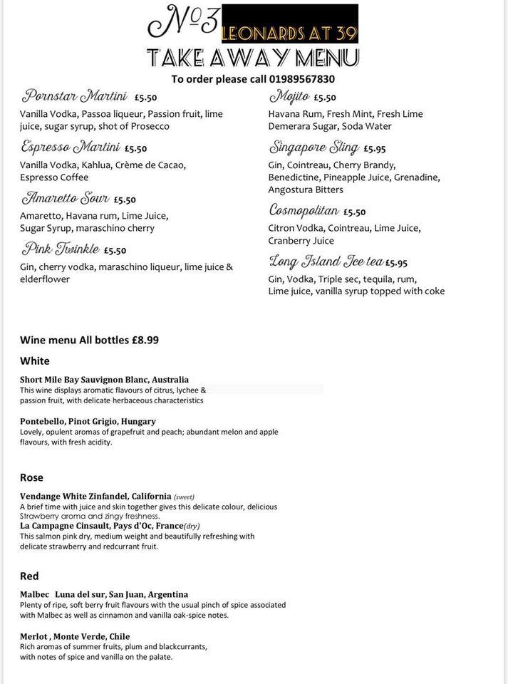 Menu at No3 Restaurant, RossonWye