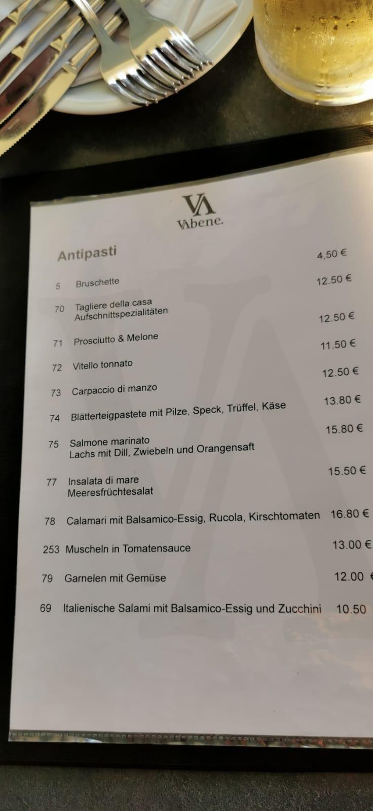 Speisekarte von VA bene Ristorante restaurant Lauchringen