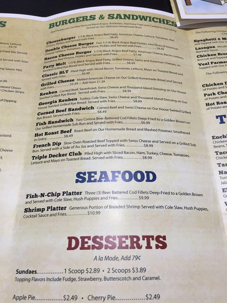 Menu at Dairy Barn, Milan