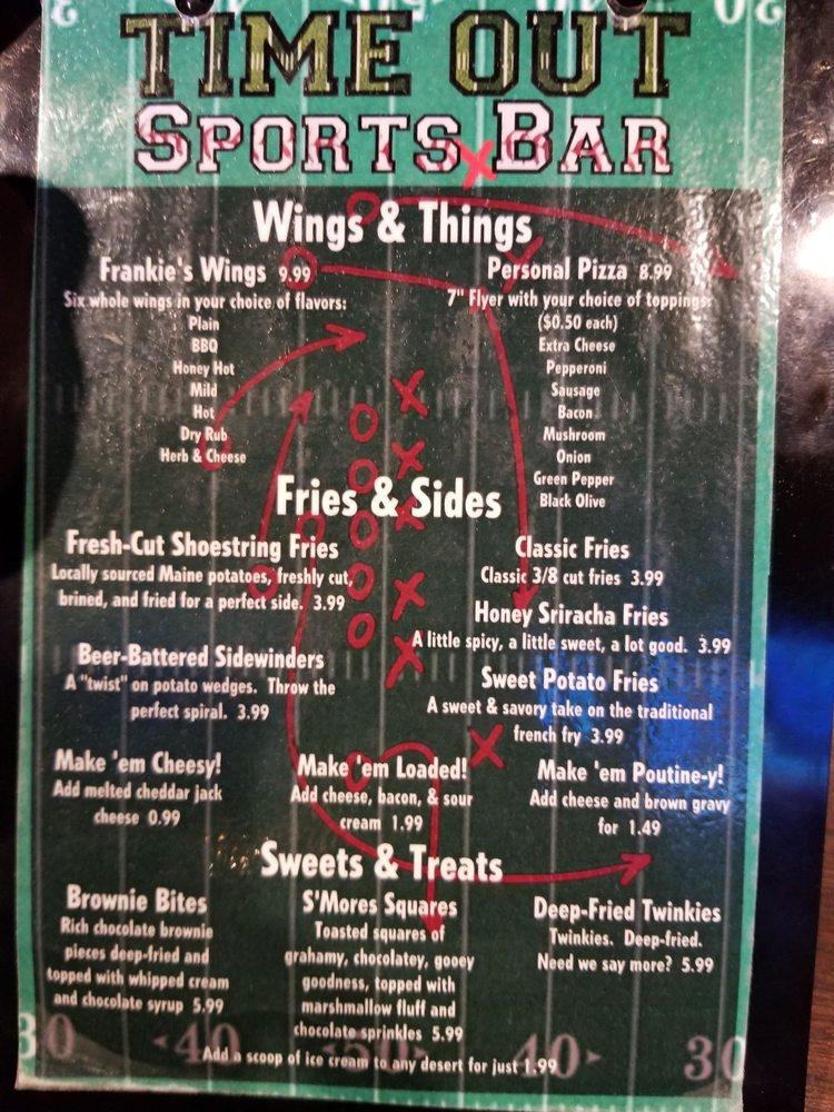 Carta de Time Out Sports Bar, Presque Isle