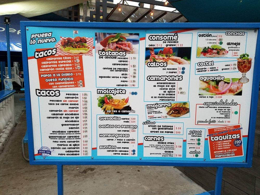 Menu at Tito's restaurant, Tijuana, P.º Estrella del Mar #605