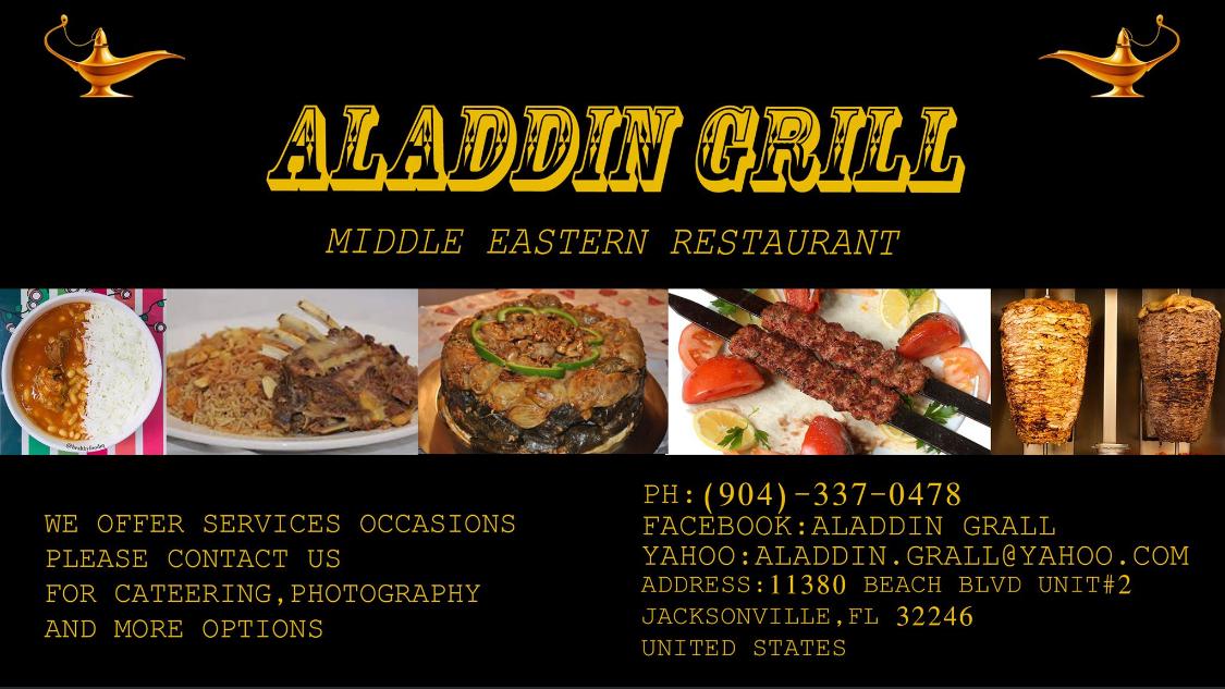 Menu at Aladdin Grill restaurant, Jacksonville