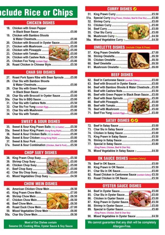 Menu at Sun Lok fast food, Stalybridge