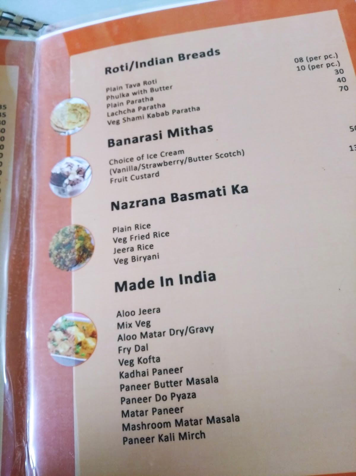 The Orange Cafe menu