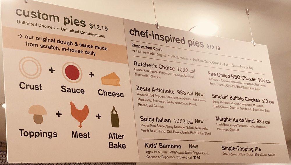 Menu at Pieology Pizzeria, MGM Grand, Las Vegas, S Las Vegas Blvd