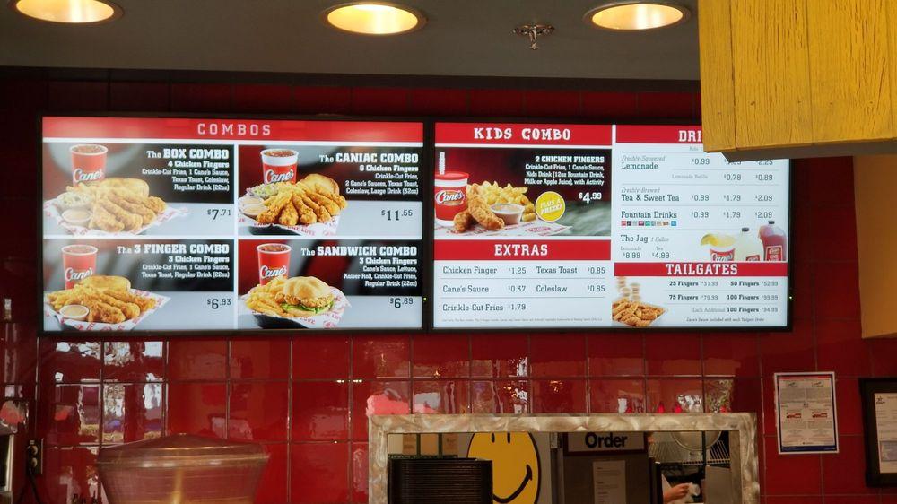 Menu at Raising Cane's Chicken Fingers restaurant, Temple