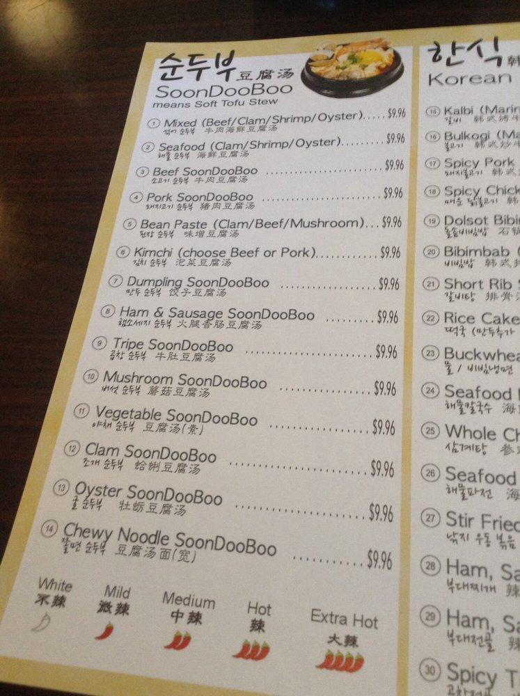 Carta de barbacoa Chodang Tofu House, Chino Hills