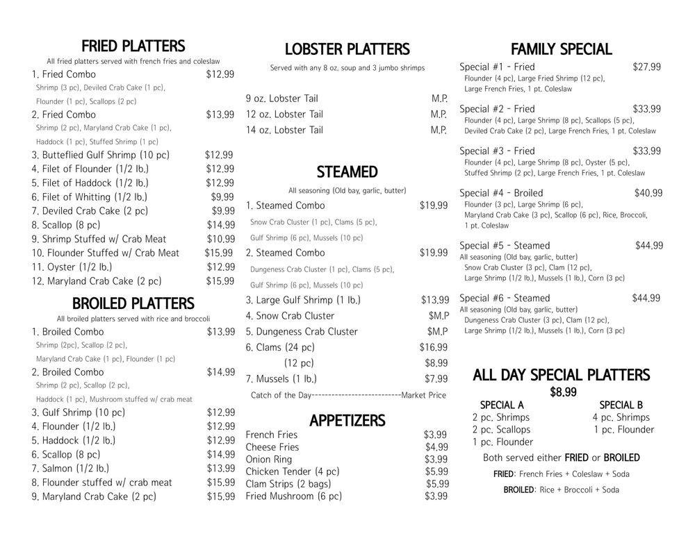 Menu at Lobster Claw & Deli fast food, East Norriton