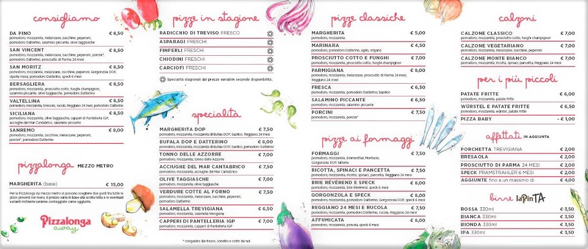 Menu di Pizzalonga Away Castelfranco Veneto 