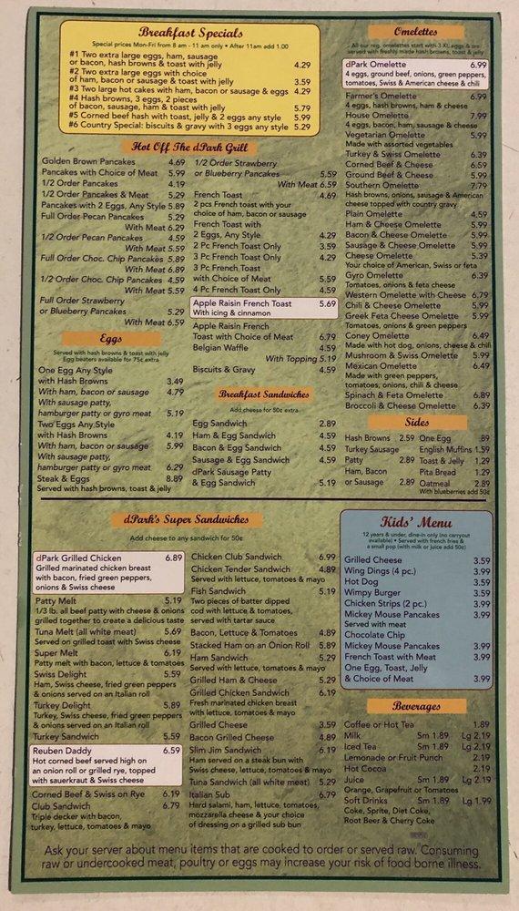 Menu at Dodge Park Coney Island restaurant, Sterling Heights