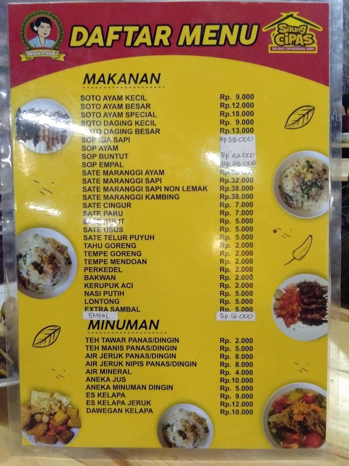 Menu at Soto Seger Mbok Padmi, Cimahi