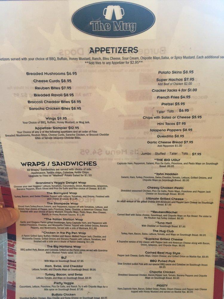Menu at The Mug pub & bar, Farmington