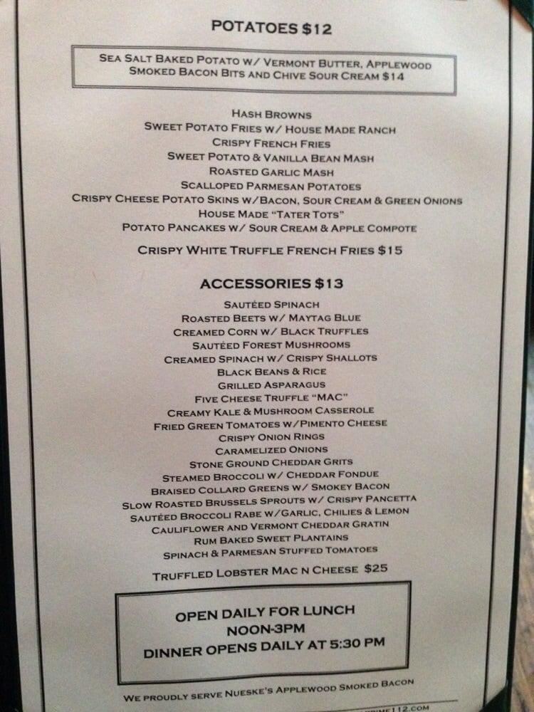 Menu at Prime 112 Restaurant, Miami Beach