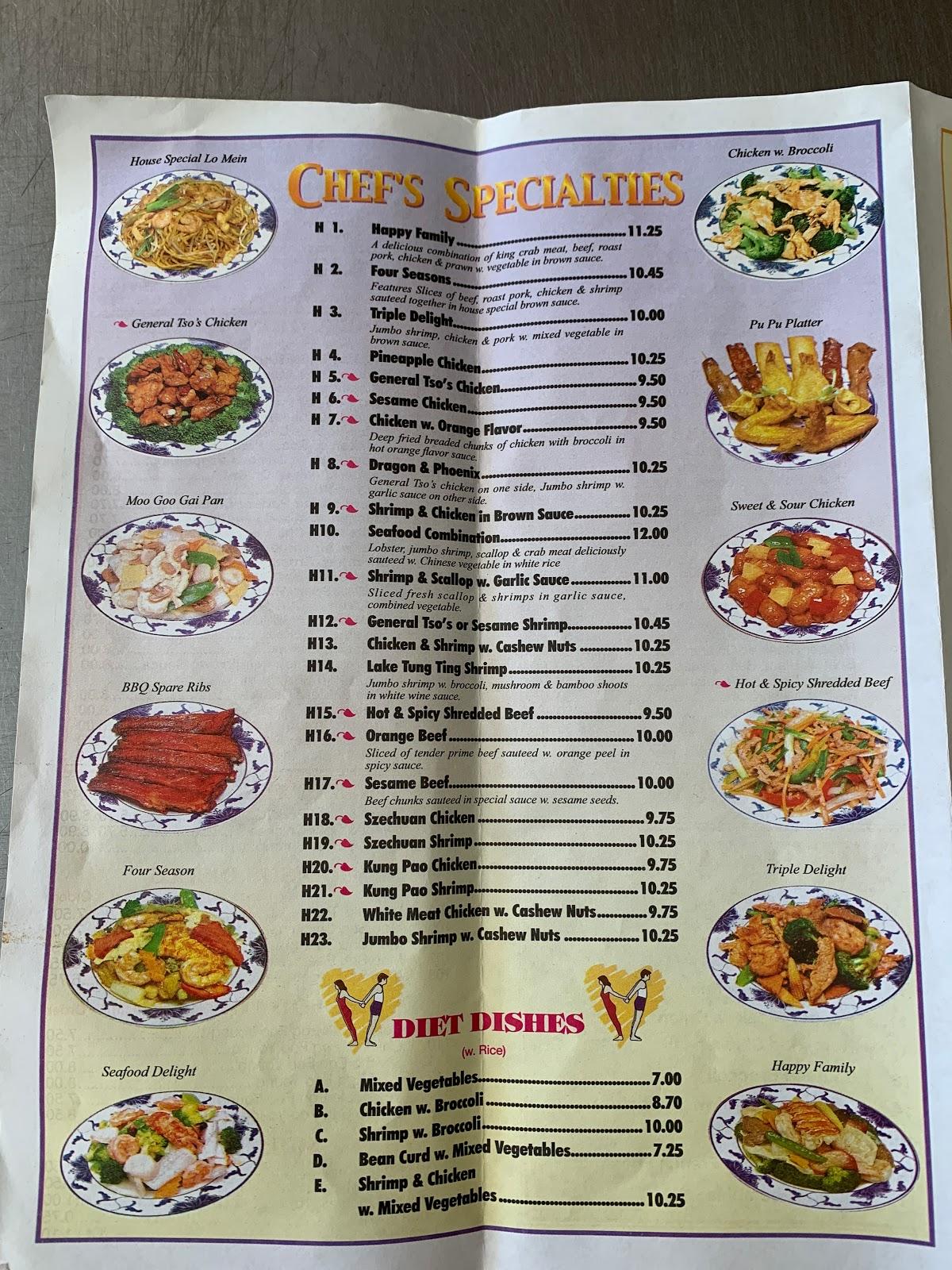 Hons Chinese Food Restaurant Menu