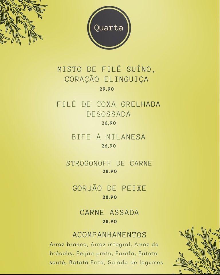 Restaurante Tempero na Medida cardápio