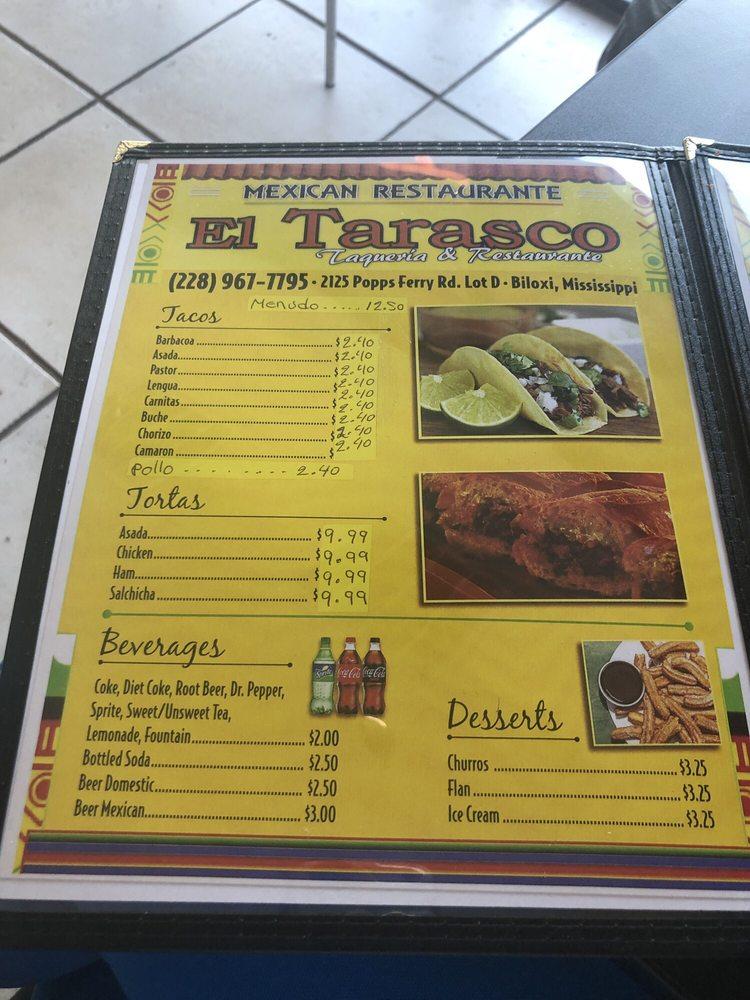 Menu at El Tarasco Taqueria & Restaurant, Biloxi