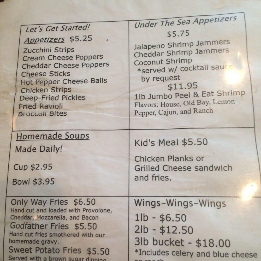 Menu at Hard Times restaurant, Wellsburg