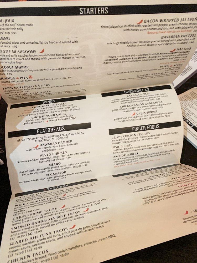 Menu at Anchor Bistro & Sports Bar, Twin Falls