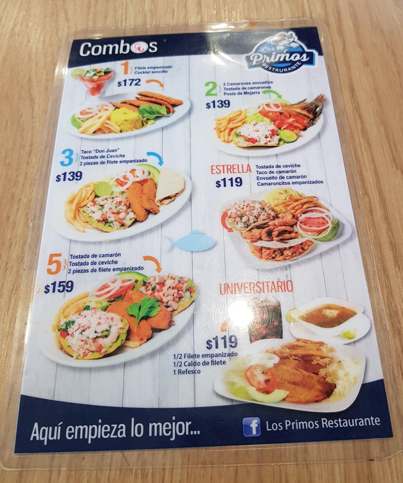 Menu at Restaurante Los Primos, Monterrey, C. Pablo A. de La Garza 3000