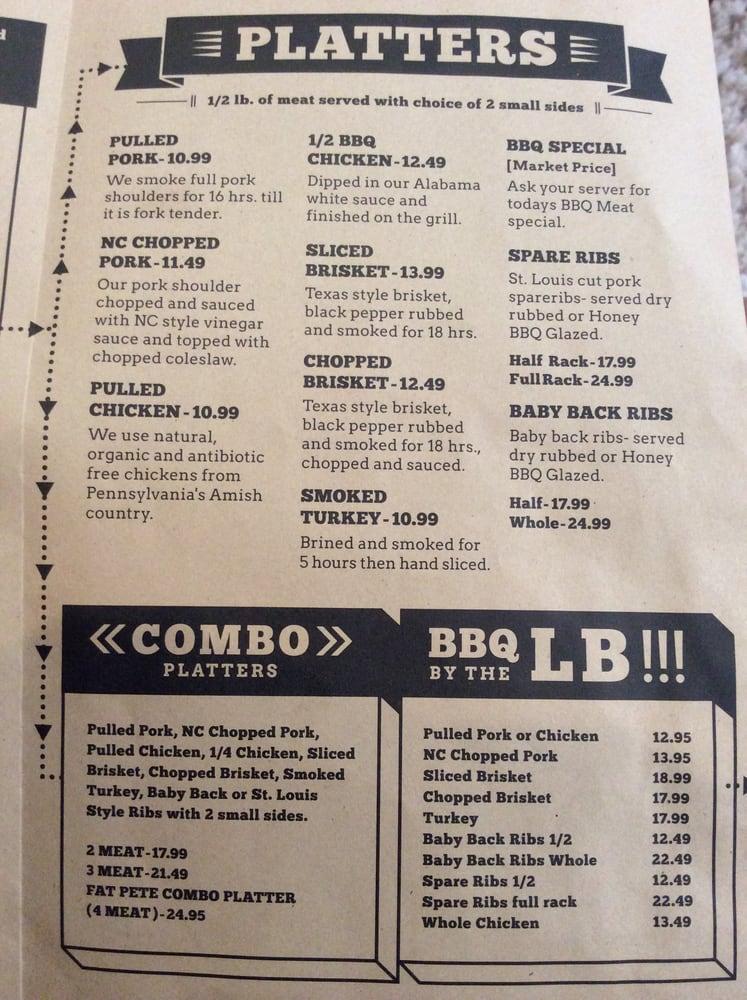 Menu at Fat Pete's BBQ, Washington, Connecticut Ave NW