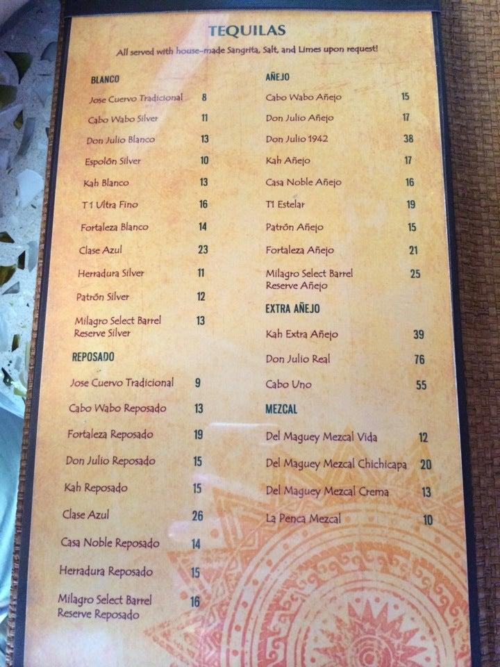Menu at Tequilla Bar & Grille, San Diego, 333 W Harbor Dr