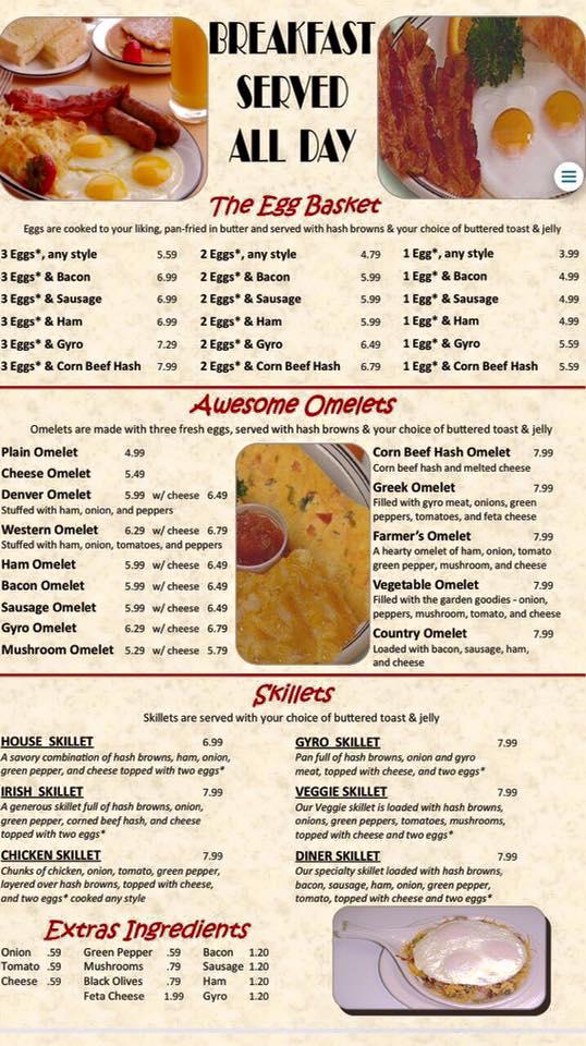 Menu at Diner 54 restaurant, Kirksville